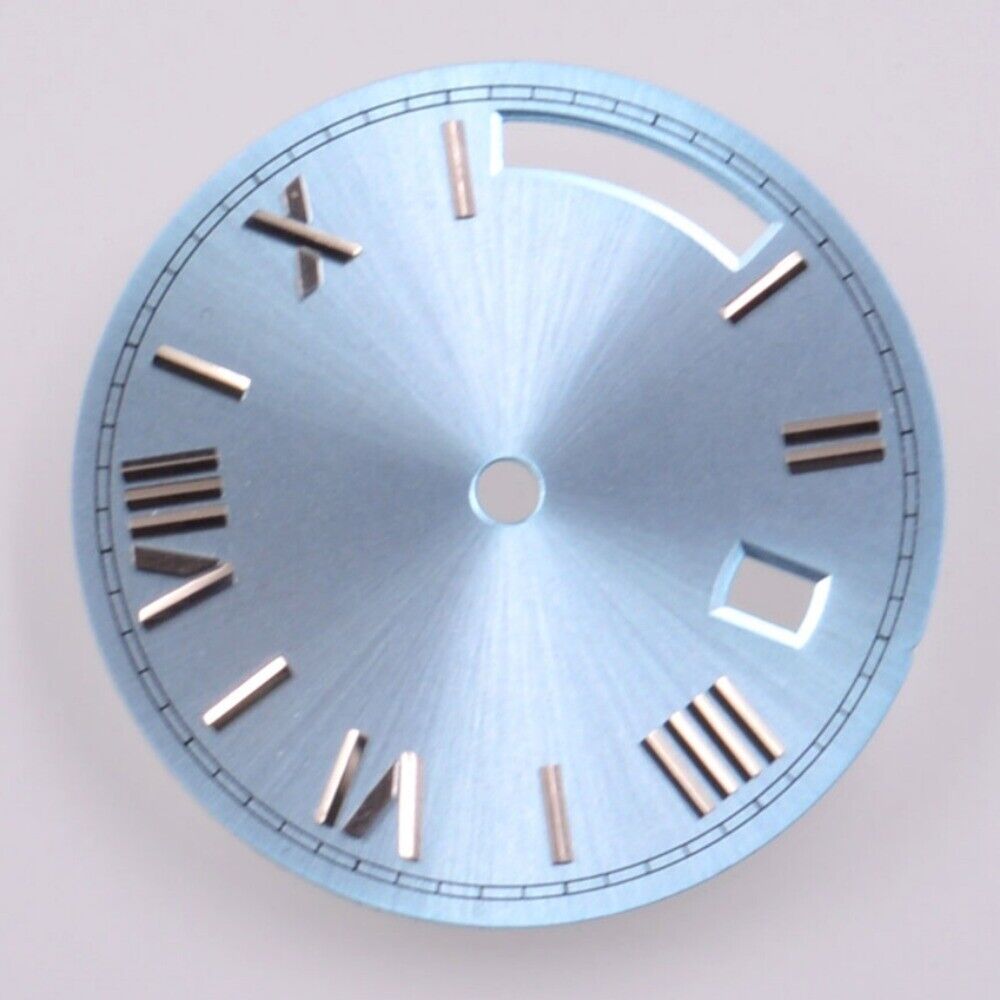 Silver 28.5mm nail watch dial with light blue finish for Seagull ST1644 movement