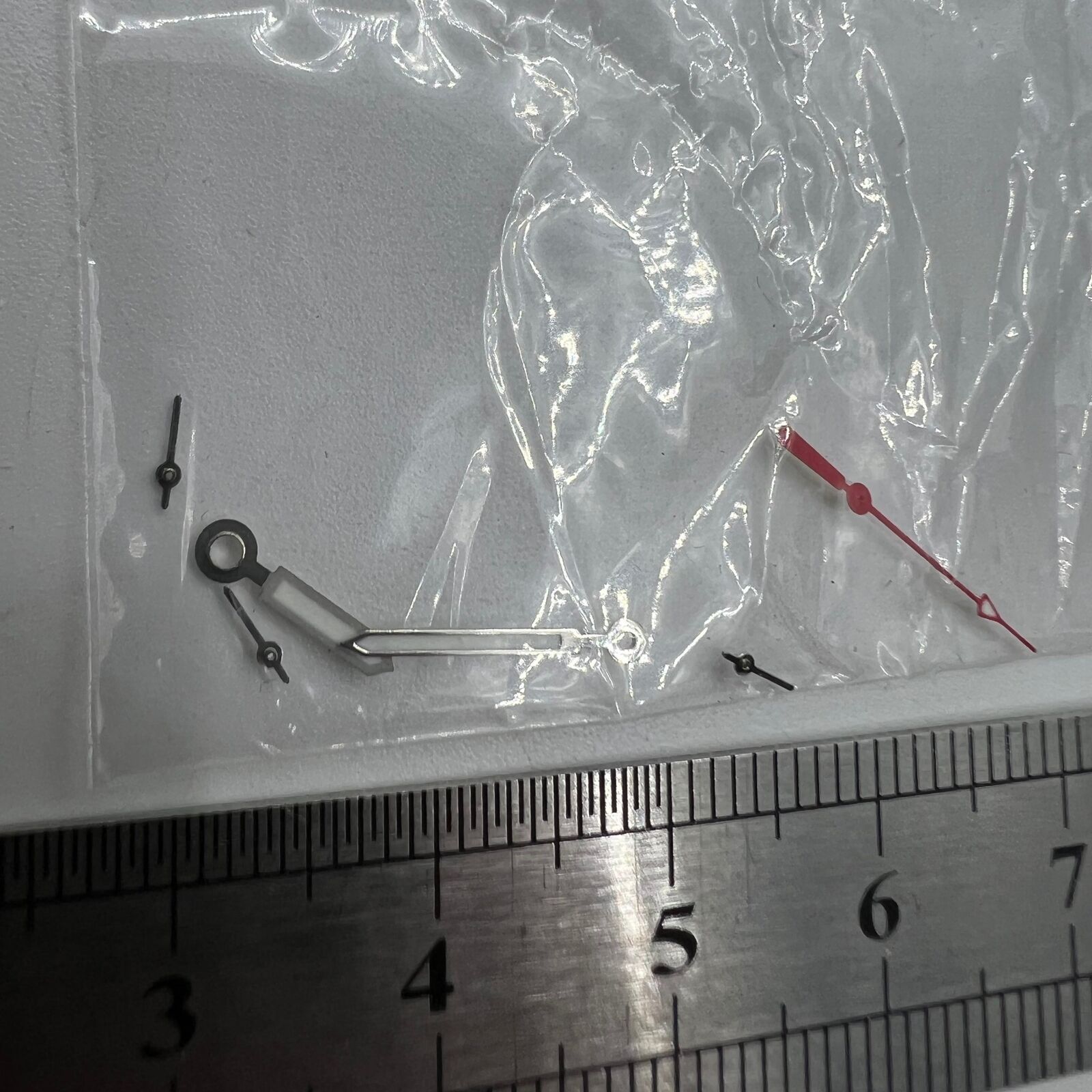 12mm red second hand with silver trim for Miyota OS10 OS20 OS60 OS80 watch movements, precise timing accessory.