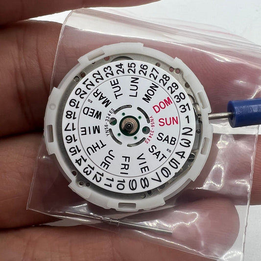 Epson YN56 mechanical watch movement with date and day display, Japan brand precision.