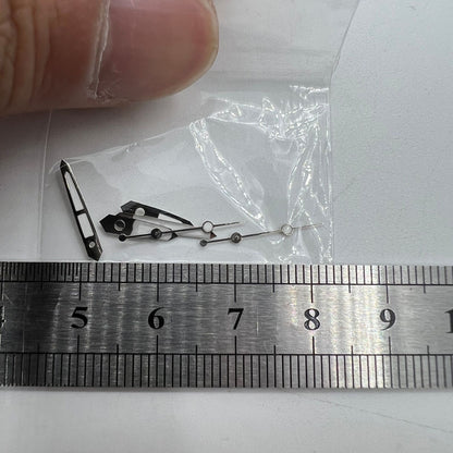 Green luminous watch hands set compatible with Miyota 2035, 2115, 2105, 2305 movements.