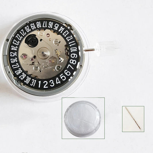 In Japan hergestelltes mechanisches automatisches Armbanduhrwerk NH35 mit Datum bei 6, schwarze Scheibe