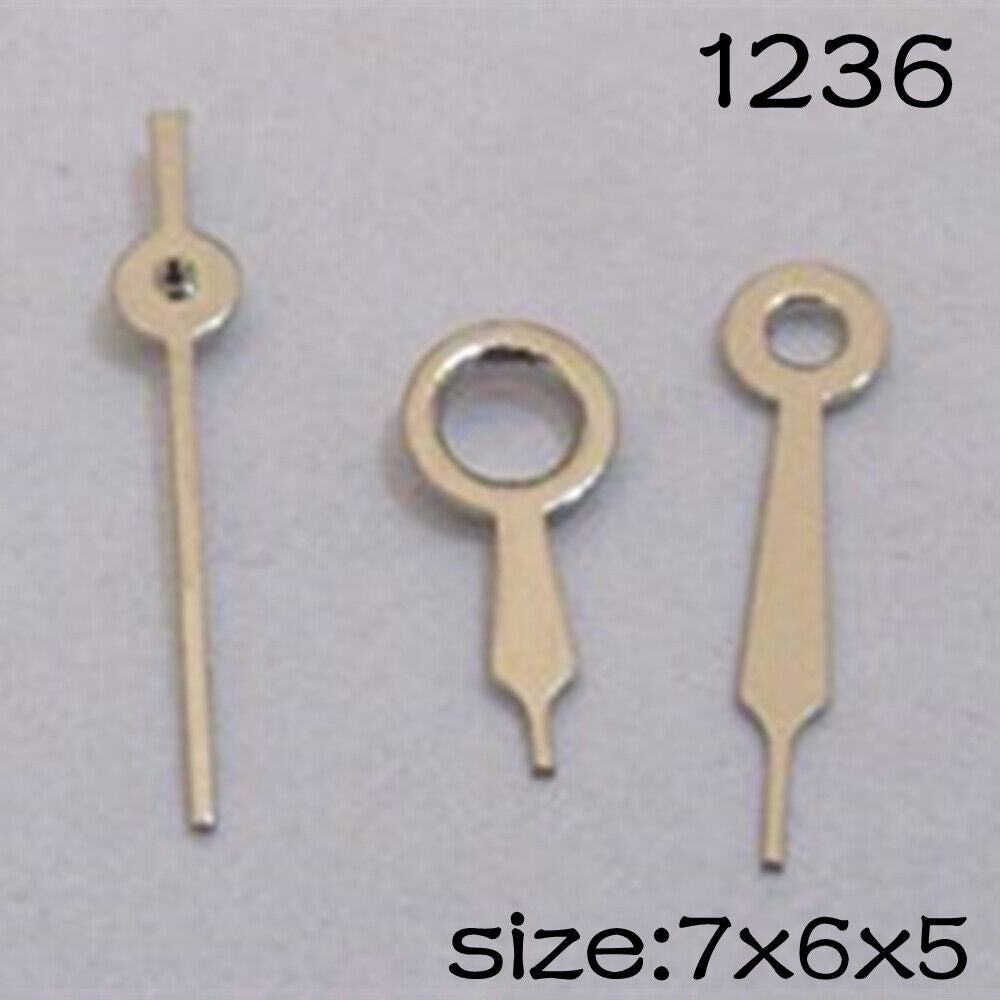 Jeu d'aiguilles de montre argentées pour mouvement Miyota 2035, longueurs 7 mm/6 mm/5 mm, n° 1236