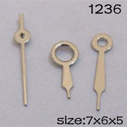 Jeu d'aiguilles de montre argentées pour mouvement Miyota 2035, longueurs 7 mm/6 mm/5 mm, n° 1236