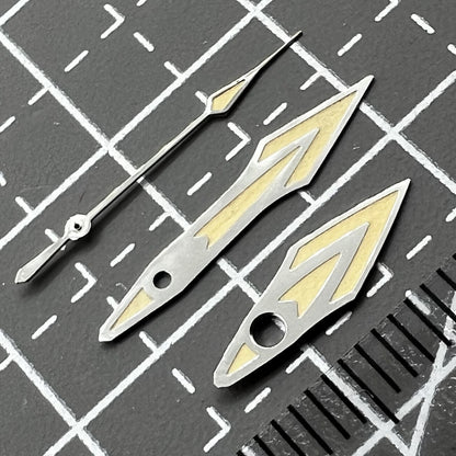 Silver-trimmed 14.5mm orange watch hands with no lume for NH35 NH36 movements