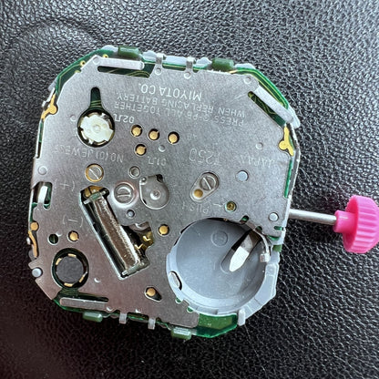 Miyota T250 quartz watch movement with three hands, Japanese precision for watch accessories.