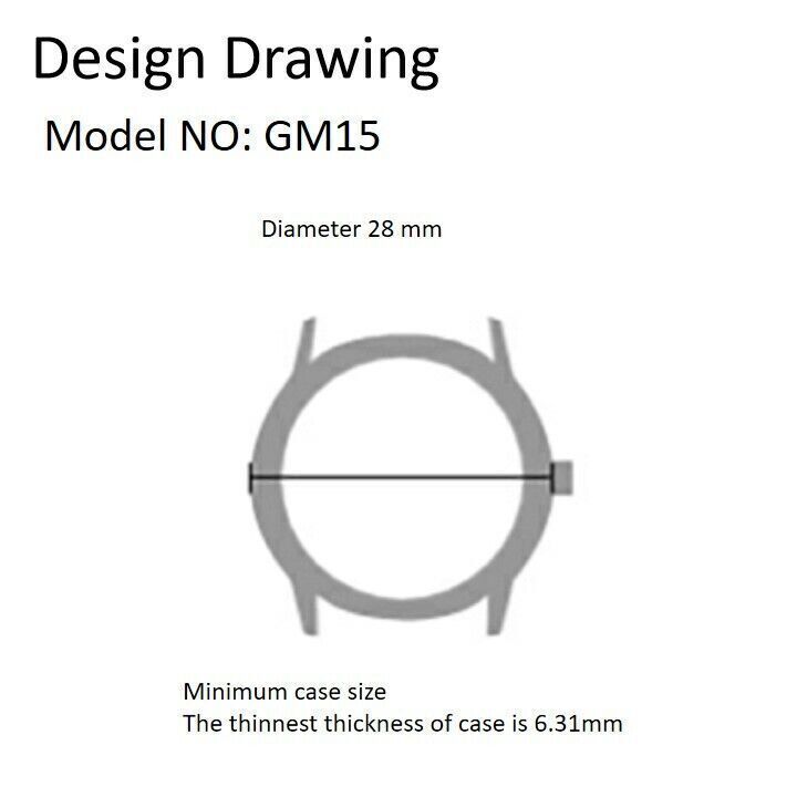 Miyota GM15 Japan Quartz Movement Date at 6