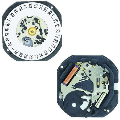 Hattori Epson TMI VX3K quartz watch movement with date at 3 and 6, precision Japan-made component for watch repairs