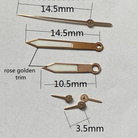 Rose gold 14.5mm luminous green watch hands for VD53 VD54 VD57 movement