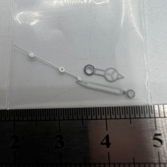 Green luminous watch hands set for NH35A/NH36A movement, includes 3 hands, sizes 8/12/12.5mm, brand included.