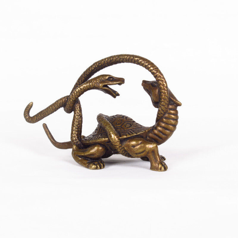 Solid copper hand-carved Dragon, White Tiger, Suzaku, and Basalt Four Spirits figurines, detailed craftsmanship ideal for collectors and decor.