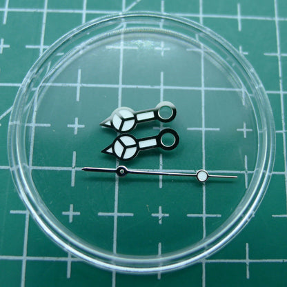 Green luminous watch hands 7.75x12x13mm for NH35A/NH36A movement, perfect for Seiko watch repair.