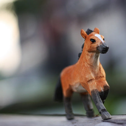 Handmade Little Horse wooden figurine, detailed collectible for rustic home decor display.
