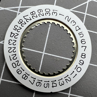 White date disk wheel for Ronda 5040D and 5030D watch movements, date at 4 o'clock position.