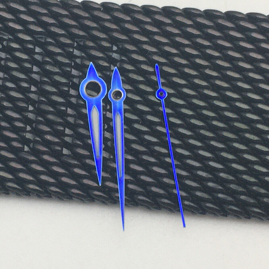 Green luminous watch hands set for NH35A/NH36A movement, 9x13x13mm, precise time reading.