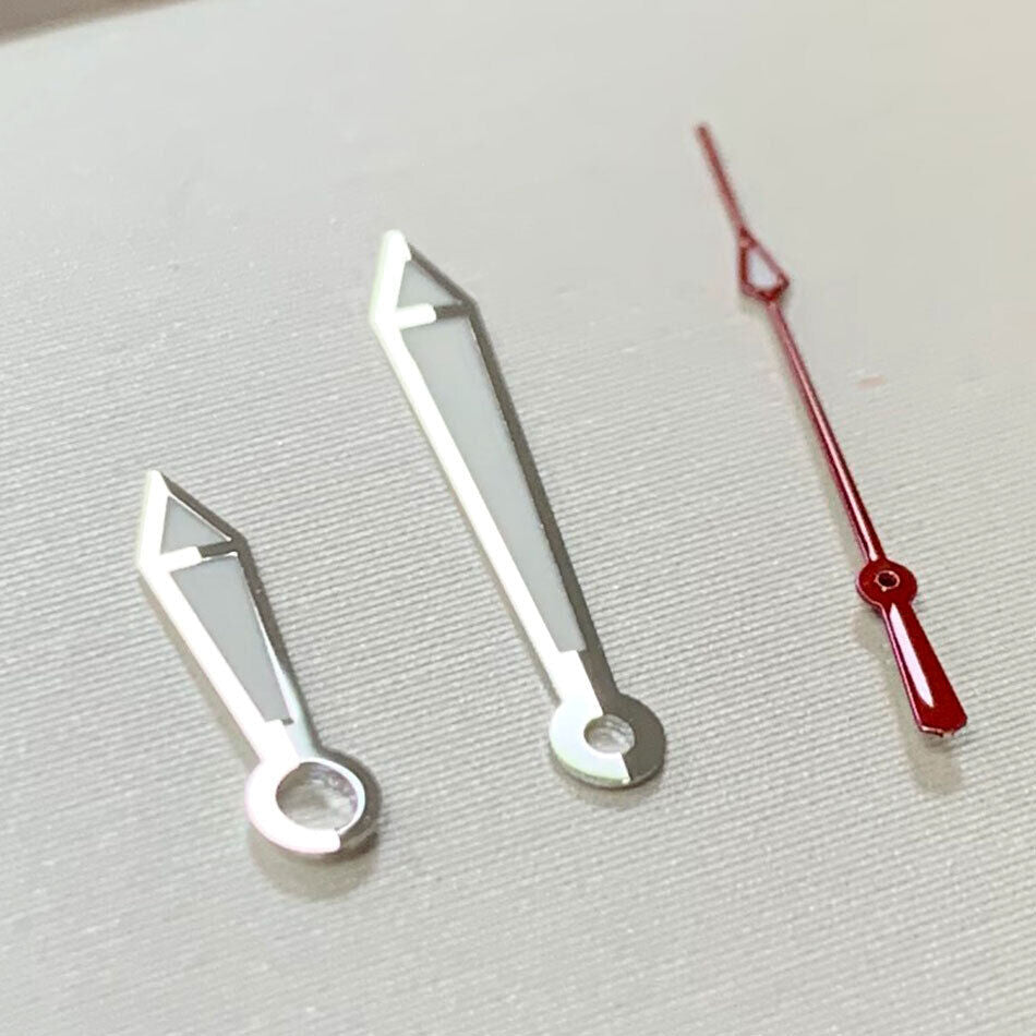 B11 green luminous watch hands set for NH35A/NH36A/4R36 movement, sizes 8/12.5/12.5mm, ideal for DIY repairs.