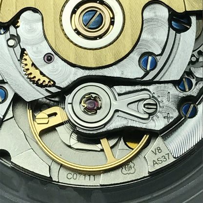 Swiss Made ETAC07.111 watch accessory showcasing mechanical movement with date display at 6 o'clock.