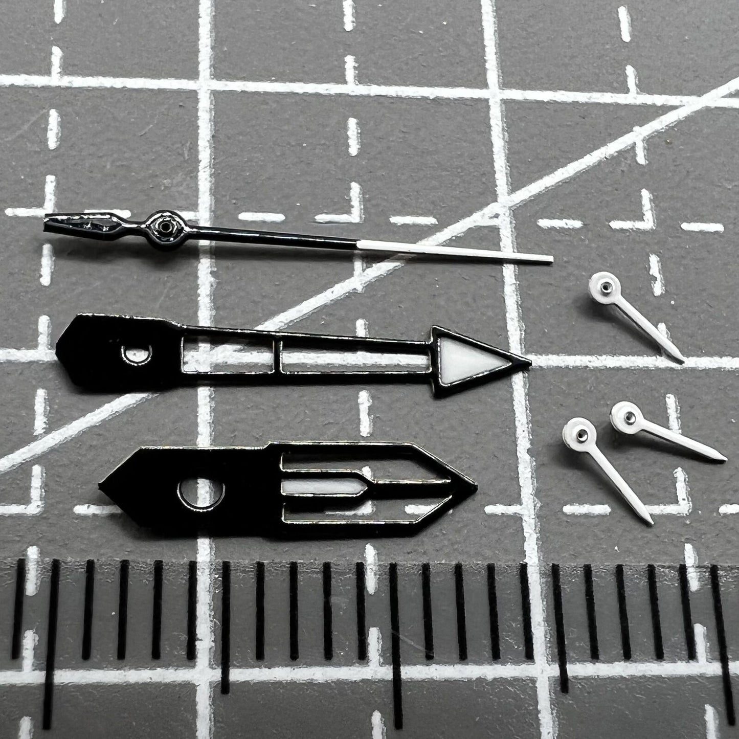 13mm White and Black Trim Green Lume watch hands set by PE90 for precise timekeeping movements