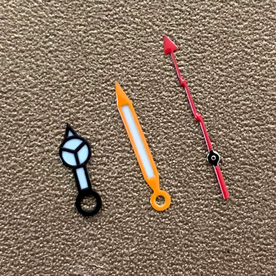 Blue luminous watch hands set for NH35 NH36 movement with lightning-style second hand