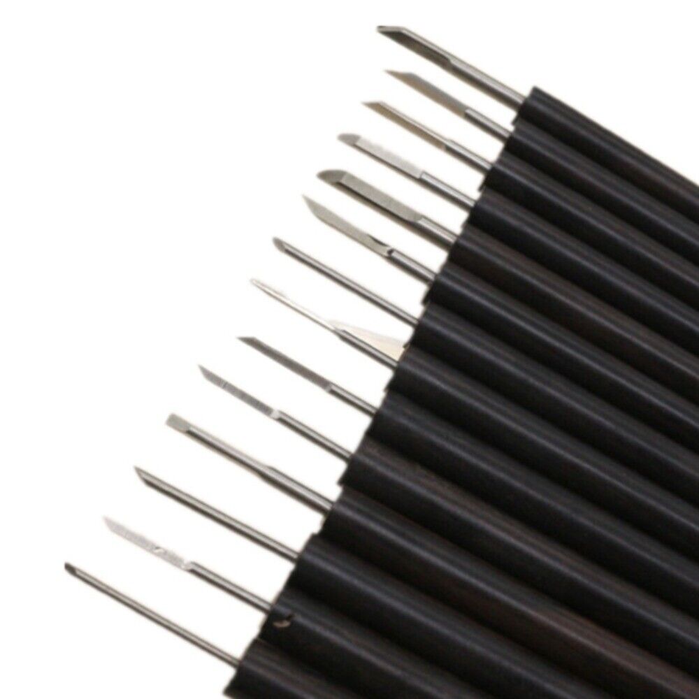 14pcs steel chisel set, ideal for miniature carving and woodworking precision tasks.