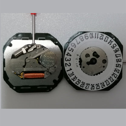 Japan Miyota 2315 quartz watch movement with three hands and date at 6 o'clock, crown pin included