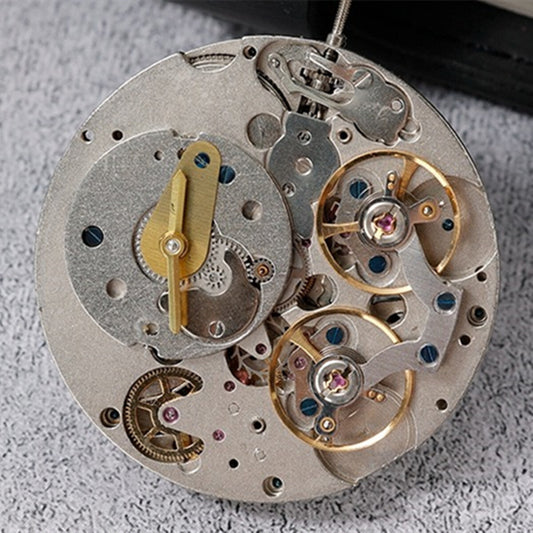 Silbernes, in China hergestelltes, multifunktionales automatisches mechanisches Uhrwerk mit Doppelschwungrad