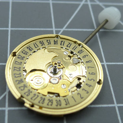 ETA 256.111 Swiss quartz watch movement with golden dial, V8 replacement for ETA 256.141 models by ETA.