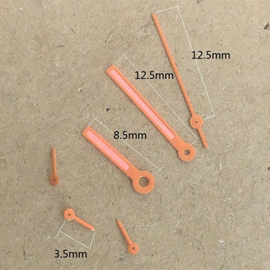 Aiguilles de montre peintes en orange avec garniture orange de 12,5 mm pour mouvement Epson VD53 VD54 VD57