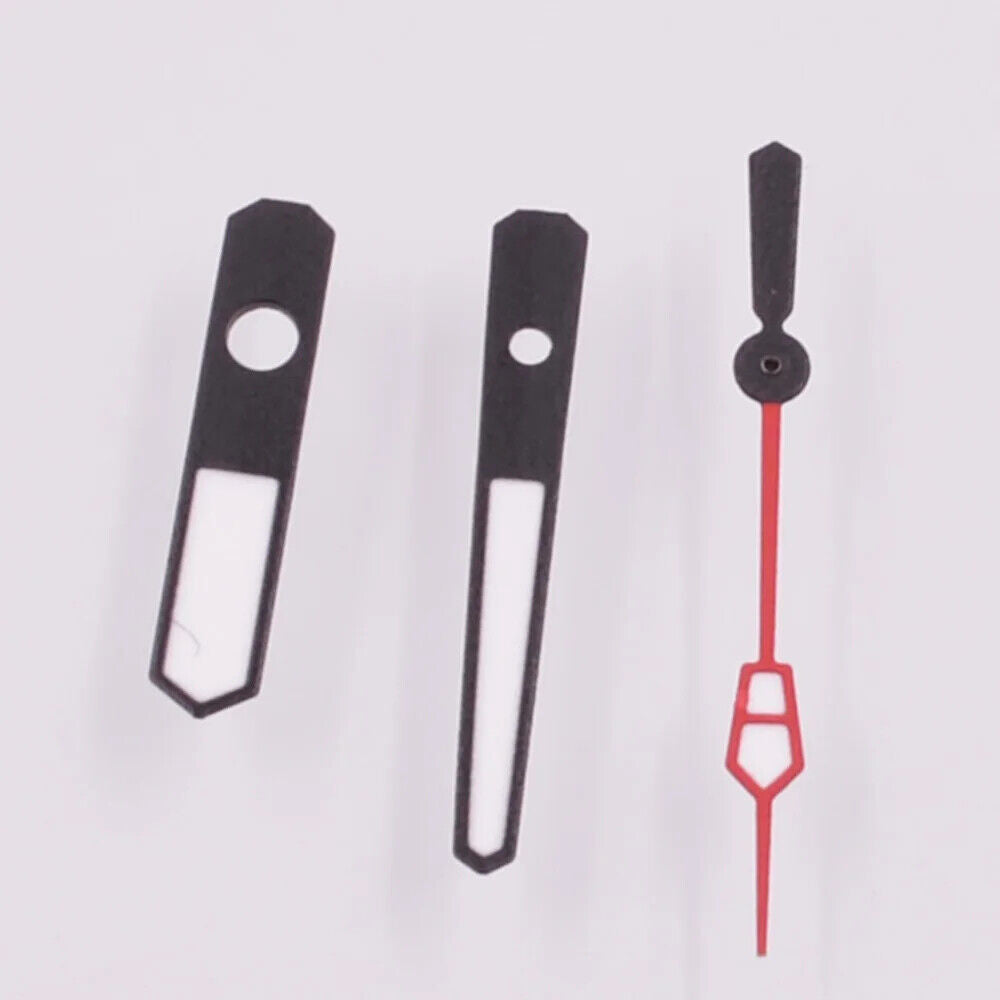 Green luminous watch hands with colorful trim, compatible with NH35A, NH36, 7S36, 7S25, 7S35, 6R15, 4R36 movements.