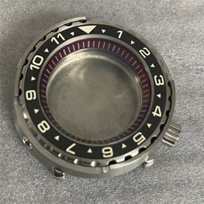 45MM stainless steel watch case with mineral glass, compatible with NH35/36 movements, durable and stylish accessory.