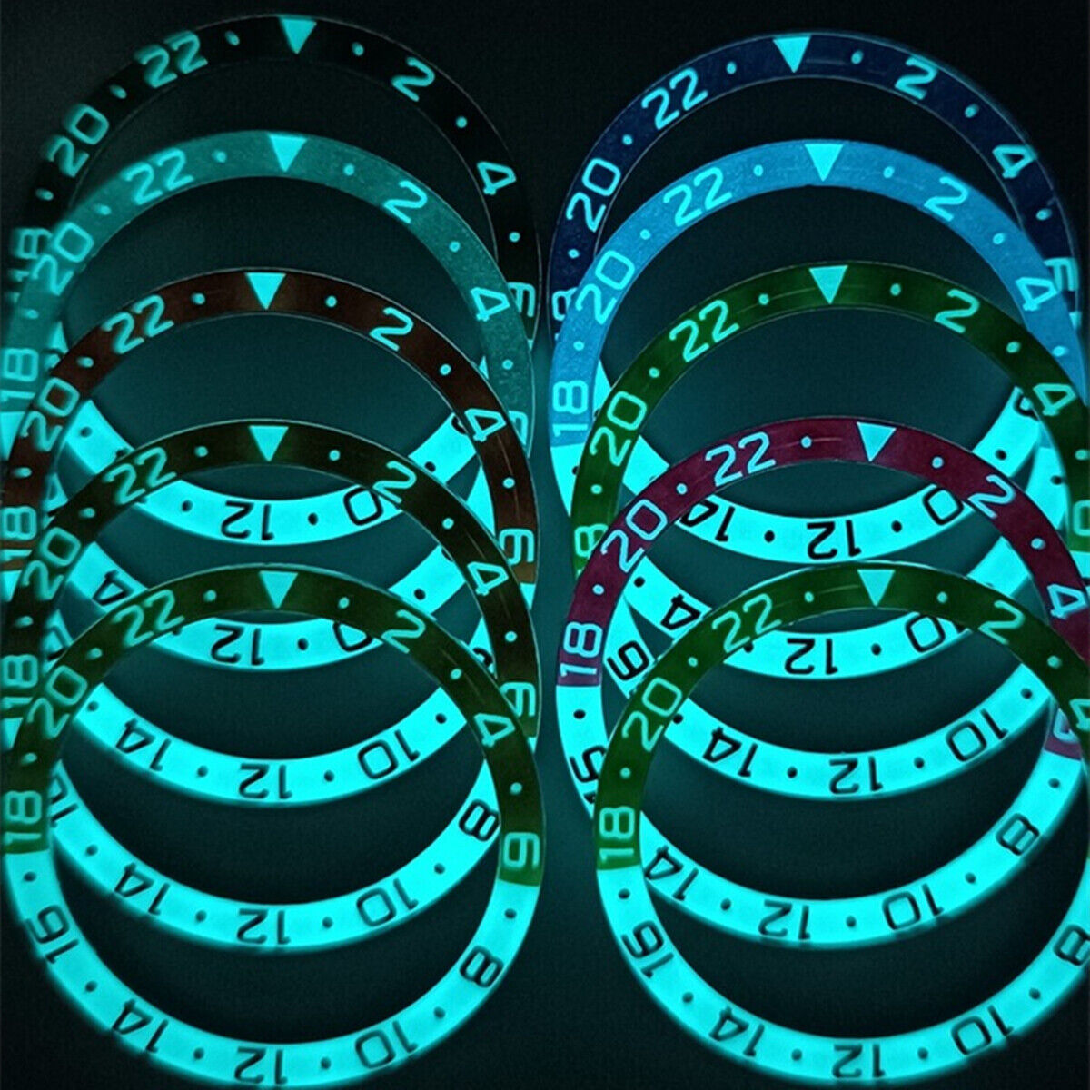 38mm blue luminous resin and aluminum alloy bezel for SKX007 SKX011 watches, durable and stylish.