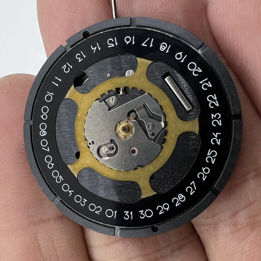 Watchmakers ISA 2334 black dial quartz movement for precise timekeeping, compatible replacement part