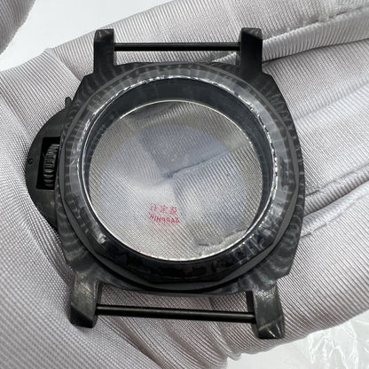 44mm black sapphire glass watch case by 316L steel, fits Seagull ST3600 and ETA6497 movements.