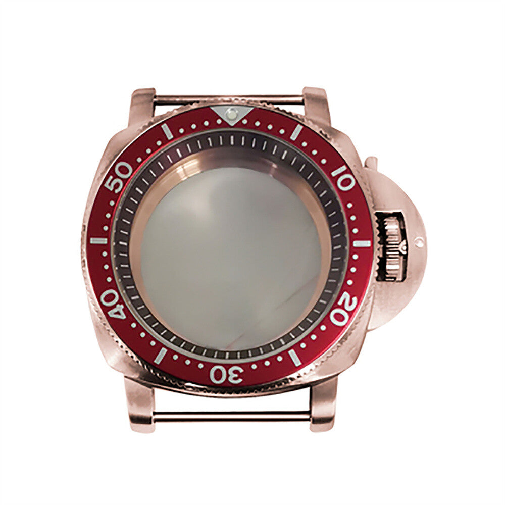 42 mm Mineralspiegel PVD Stahl Roségold Uhrengehäuse für NH35/NH36/4R/7S 