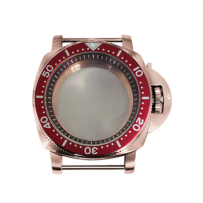 42 mm Mineralspiegel PVD Stahl Roségold Uhrengehäuse für NH35/NH36/4R/7S 