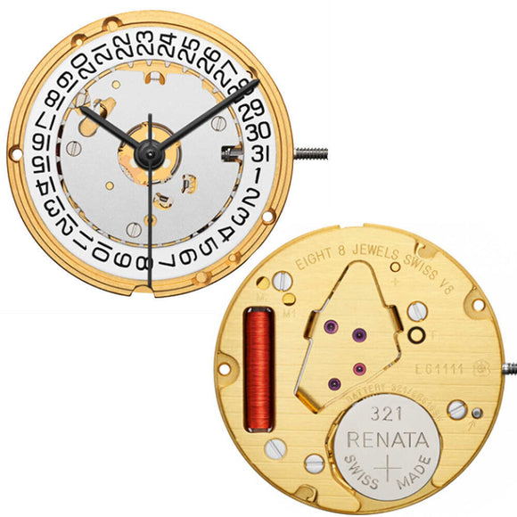ETA E61.111 Watch Quartz Movement  3 Hands Date At 3/6