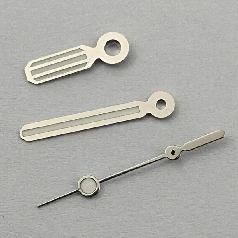 Silver trim luminous watch hands for Miyota 8205 8215 821A 2813 3804 movements.