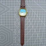 33mm Shanghai Manual Mechanical Watch Golden Nail Blue Dial Square Case 17 Jews