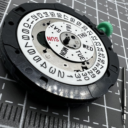 Miyota OS00 Quartz watch displaying multifunctional date and single calendar at 3 o'clock slot