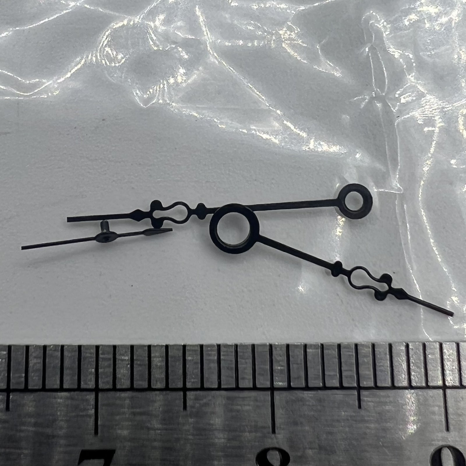 Small black floral watch hands by Seagull, compatible with ST3600/3621 & ETA 6497/6498 movements, precision crafted.