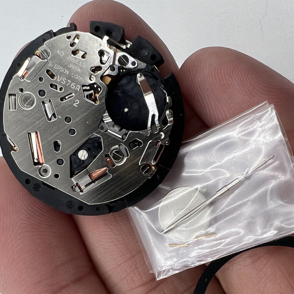 Hattori Epson VS76A solar quartz watch movement, Japan-made, ensures accurate and eco-friendly timekeeping.