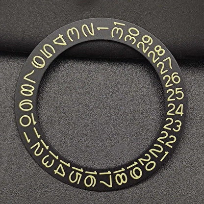 Yellow date disk overlay for NH35 NH36 watch movement, black background, precision accessory