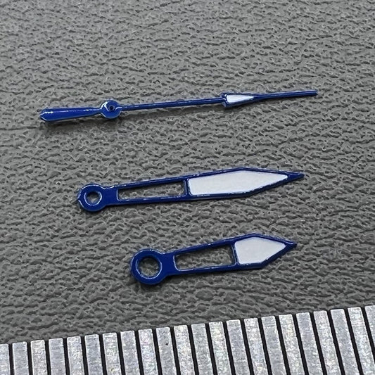 2er Set Blaue Lume Zeiger mit Rand für Miyota 2035 Uhrwerk P1-H4-C106