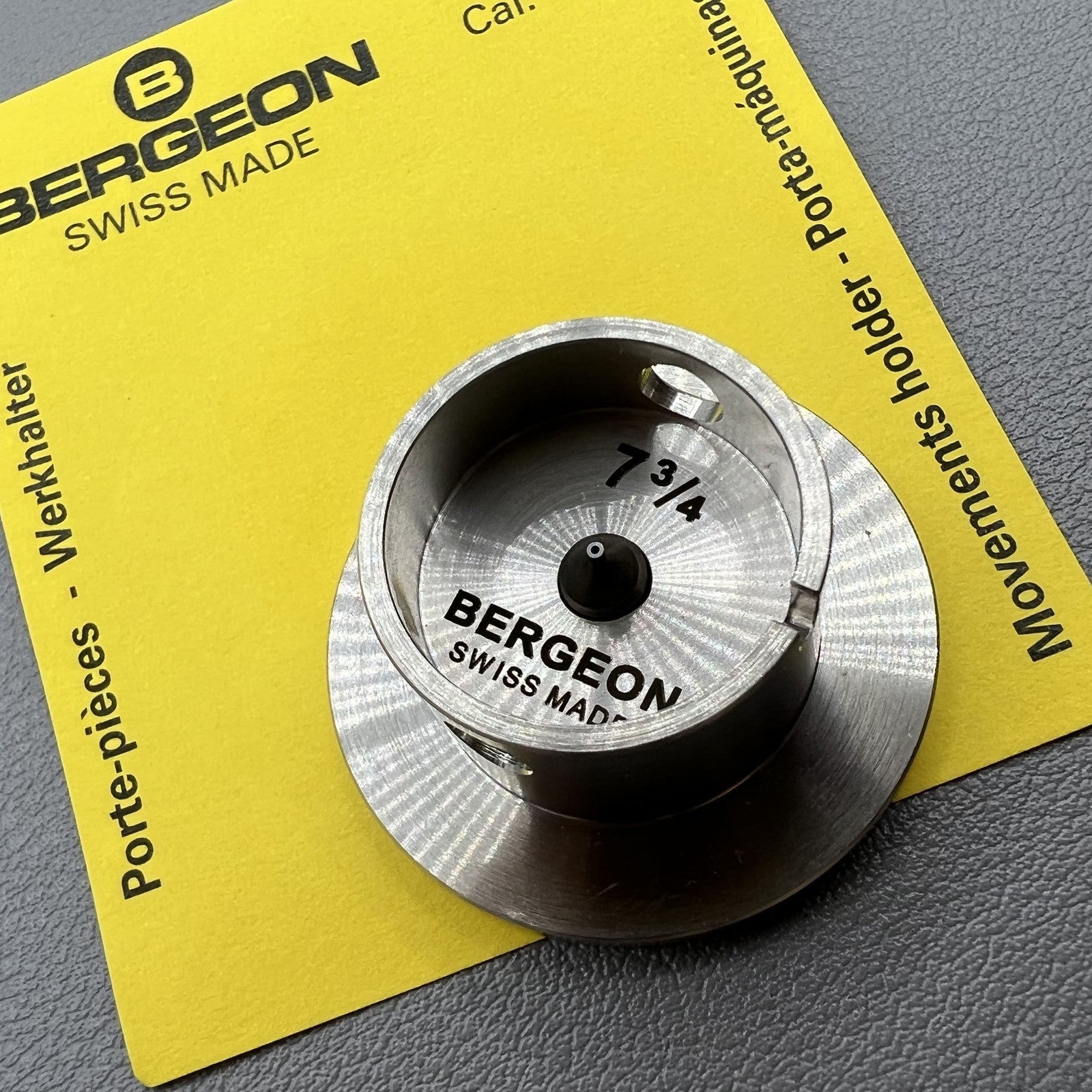Bergeon 1996 Cal.7 3/4 adjustable movement holder for secure and precise watch repair.