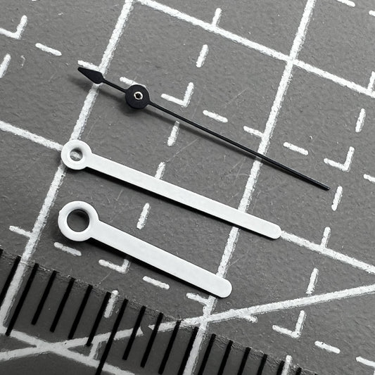 2er Set weiße spitze Zeiger 12mm Rund für Ronda 515 Uhrwerk