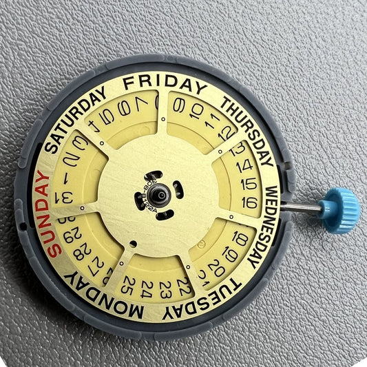 Ultrathin Japan Miyota 6M55 Quartz Watch Movement Yellow Disk 3 Hands