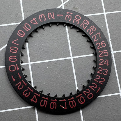 Black date disk wheel with red font for NH36 NH35 movement, date at 3 o?clock, crown at 3.8 -