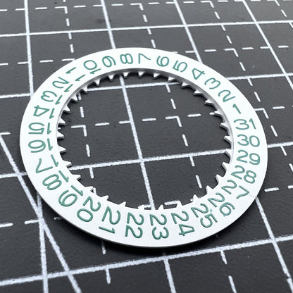 Datumsrad grüne Schrift weißer Hintergrund für Werk NH35 Datumsscheibe