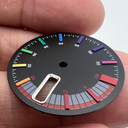 No Lume metal black dial for NH36 4R36 movement, precise watch part for custom repairs.