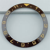 38mm Ceramic Slope Brown Ring White/golden Font GMT Watch Bezel Ring for SUB