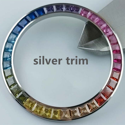 39 mm bunte Uhrenlünette mit Diamantimitat-Edelsteinen für das VK63-Uhrwerk